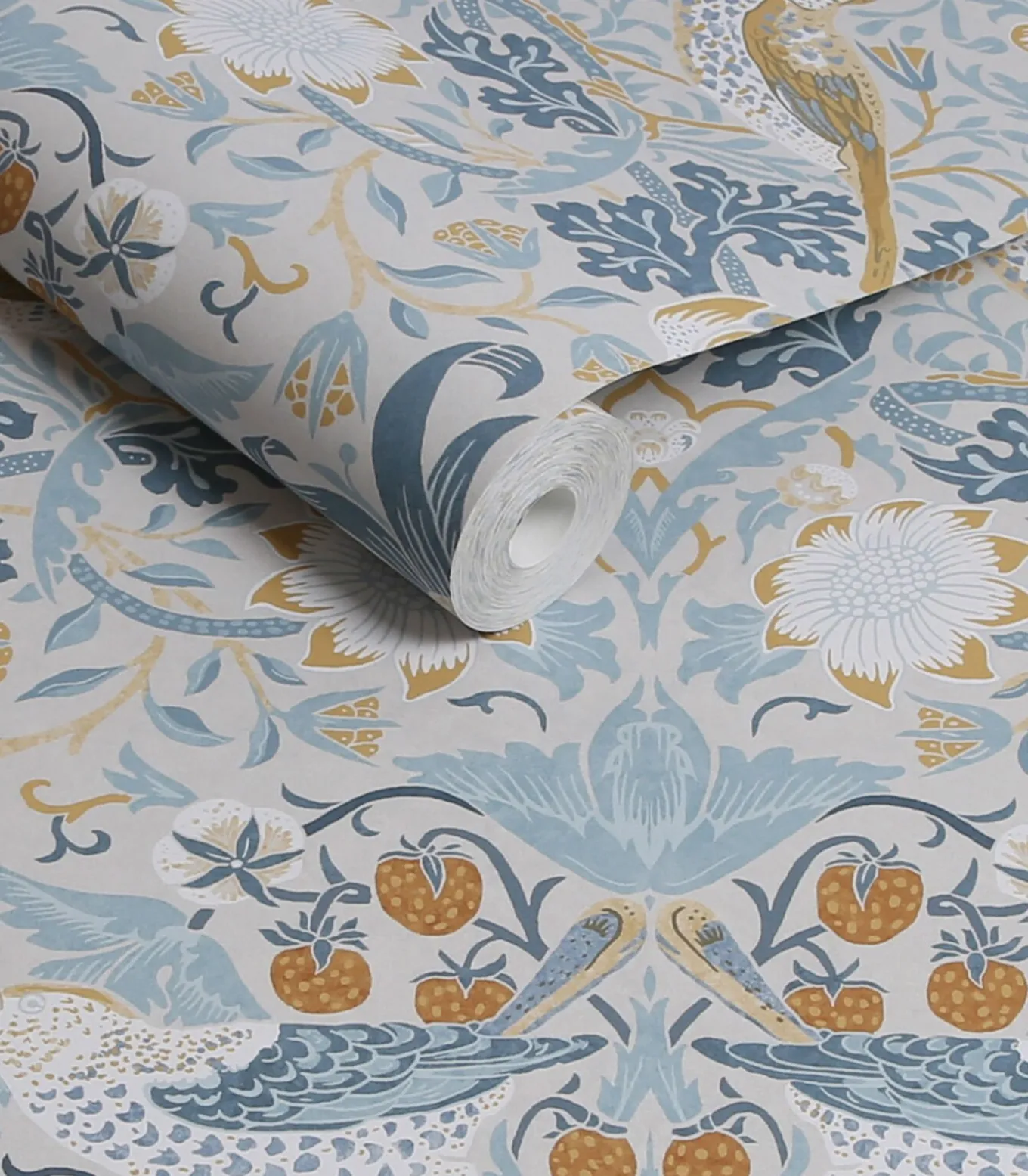 Vliesbehang Strawberry Thief Soft Blue