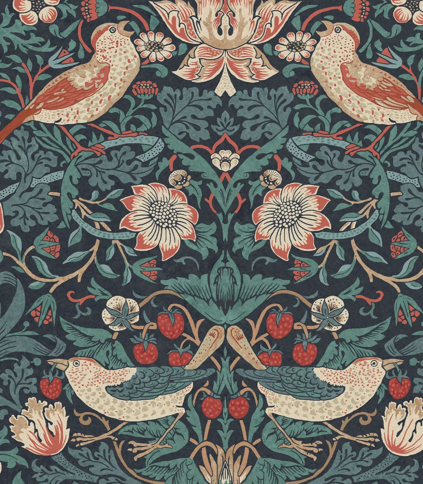 Vliesbehang Strawberry Thief Deep Blue