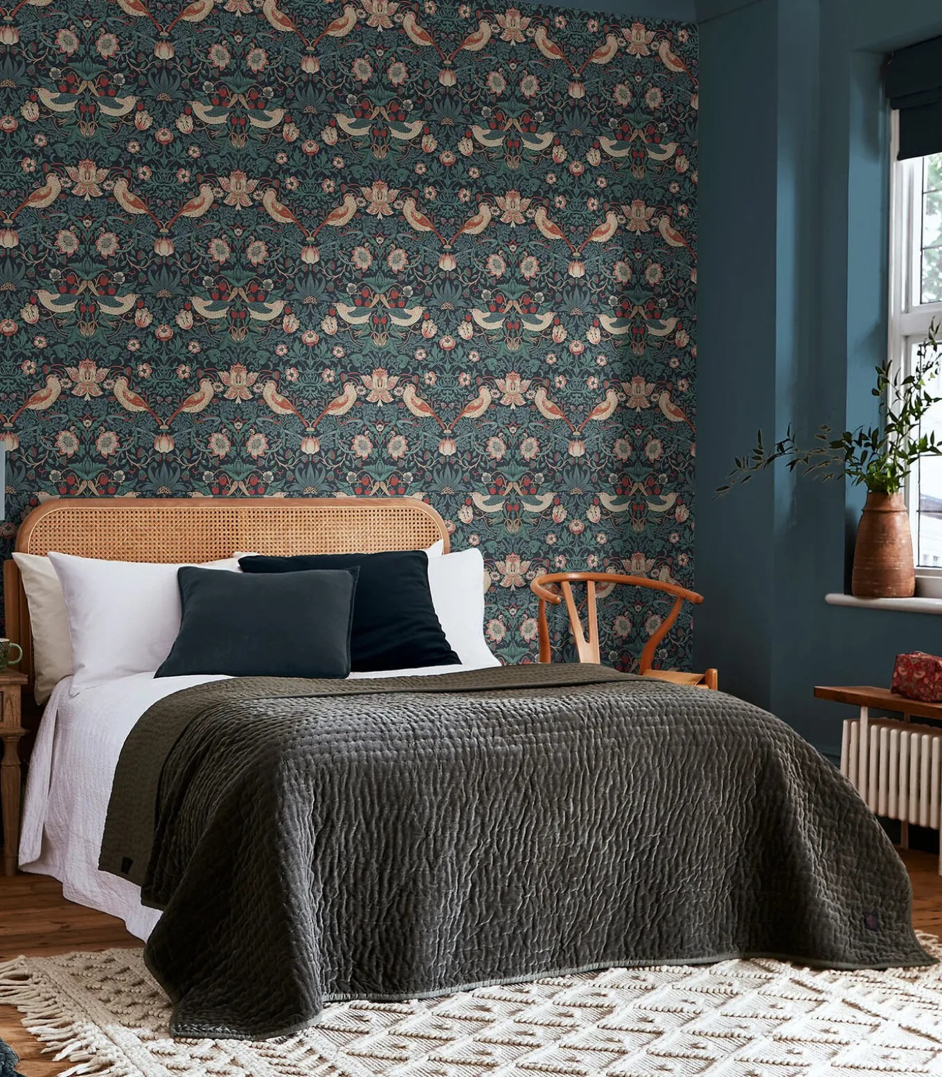 Vliesbehang Strawberry Thief Deep Blue