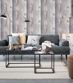 Vliesbehang Woodland Grijs