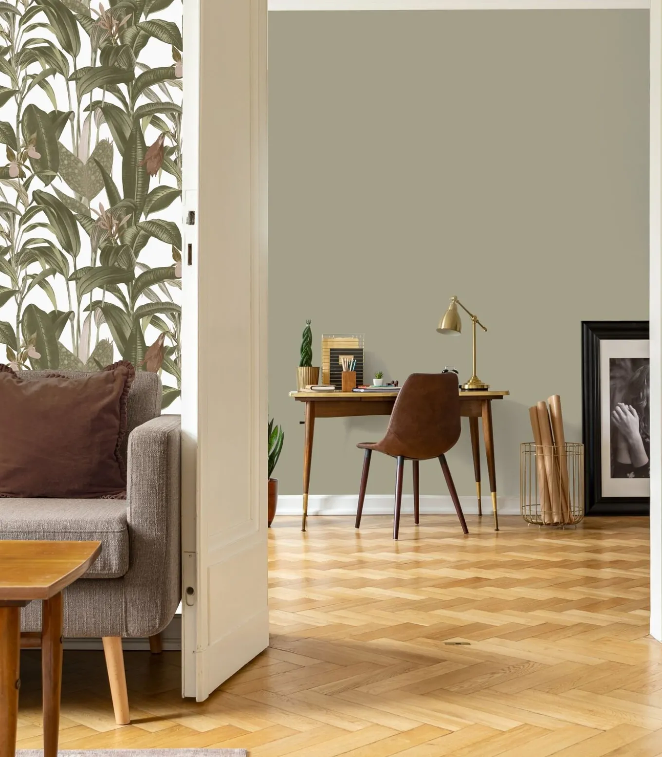 Vliestapete Tropische Bltter Wei