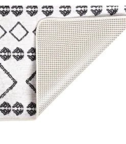 Vloerkleed wasbaar anti-slip 160x230 cm zwart en wit
