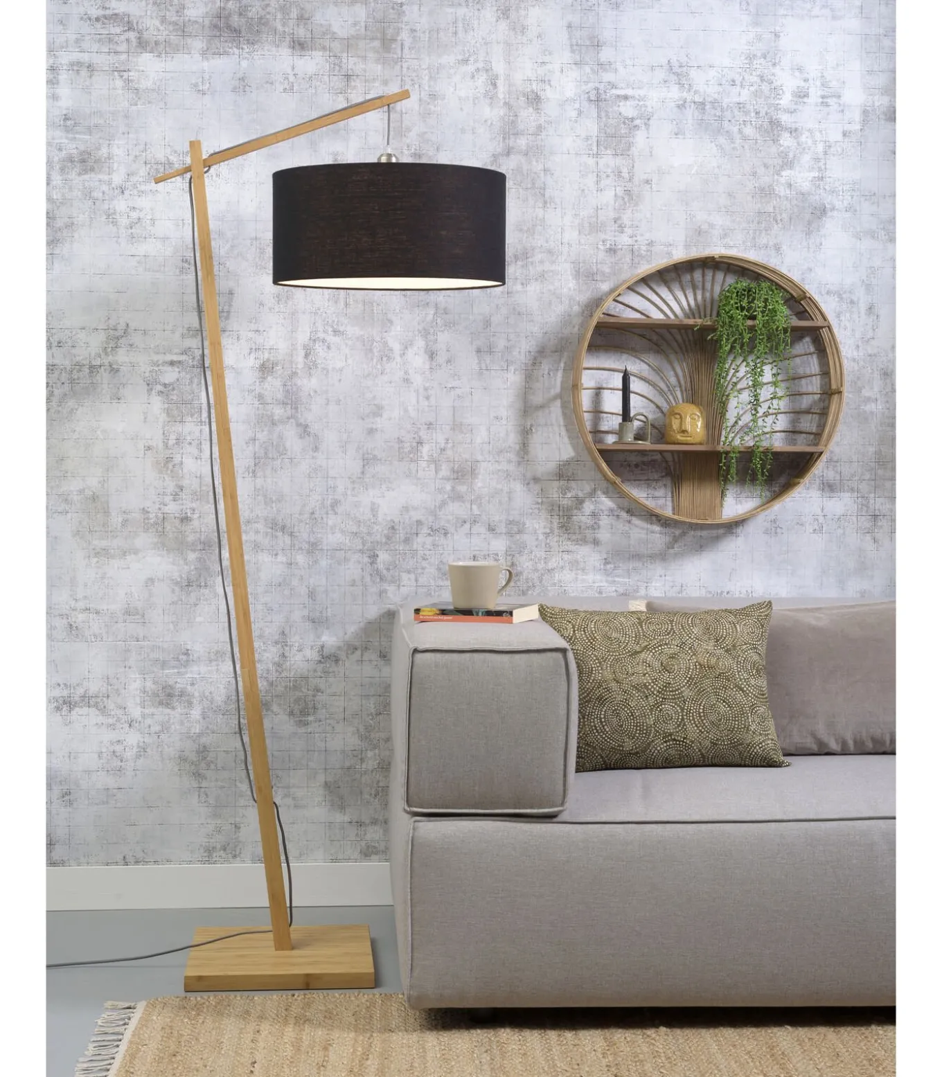 Vloerlamp Andes - Bamboe/Zwart - 72x47x176cm