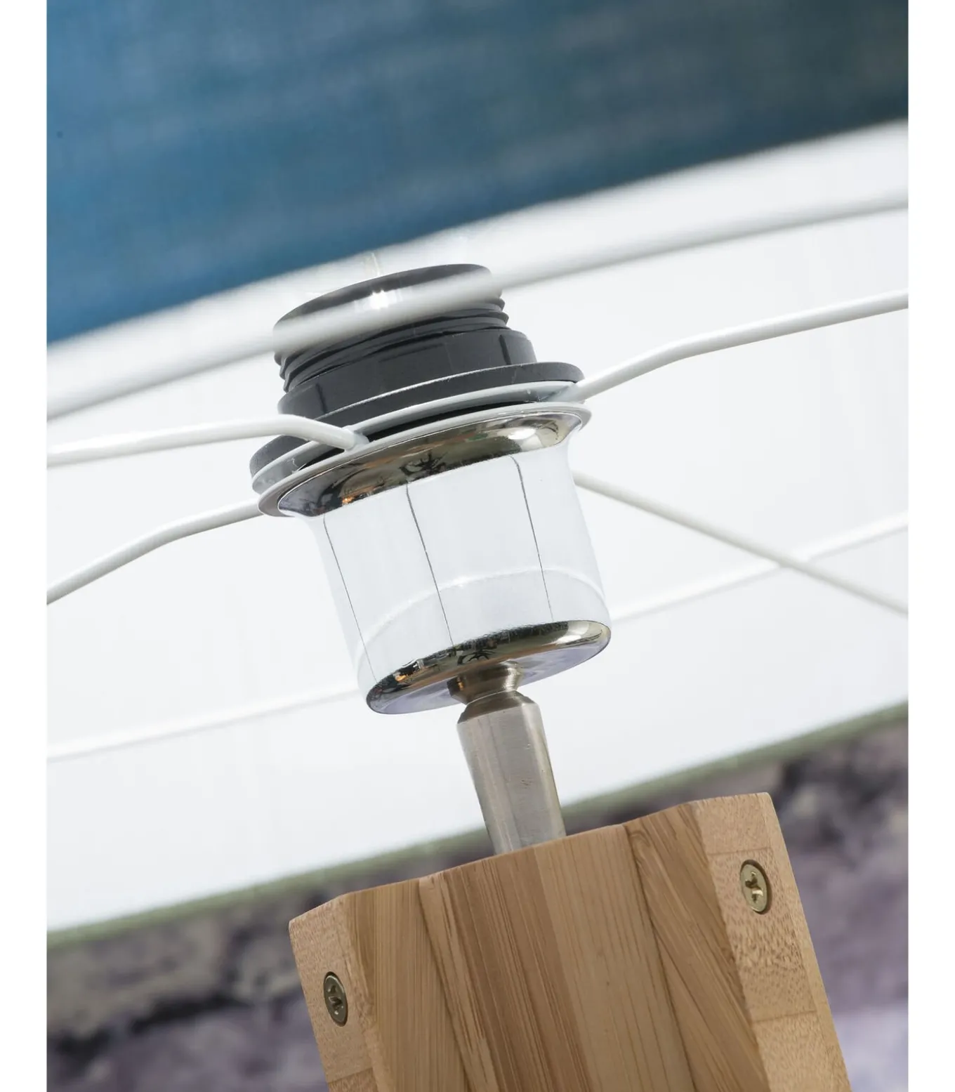 Vloerlamp Annapurna - Blauw/Bamboe - Ø60cm