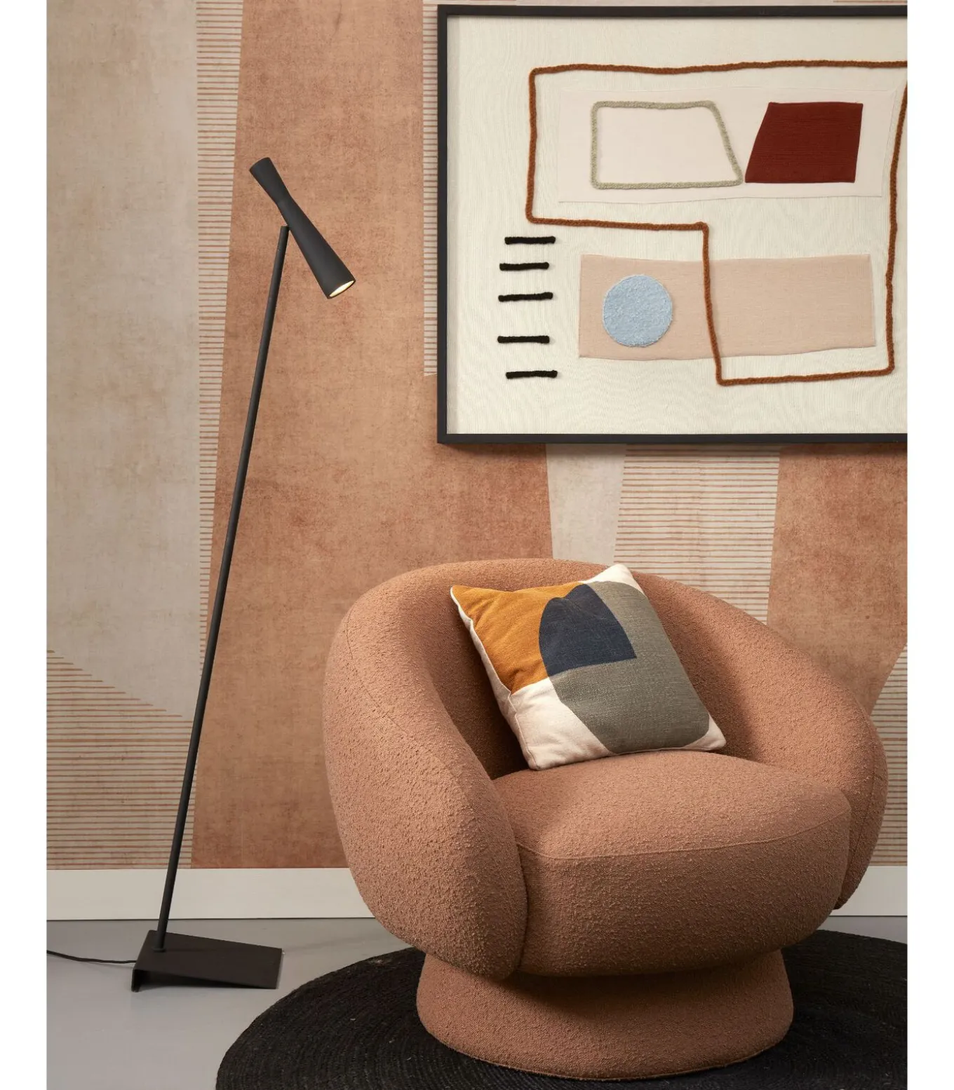 Vloerlamp Bordeaux - Zwart - 22x36x145.5cm