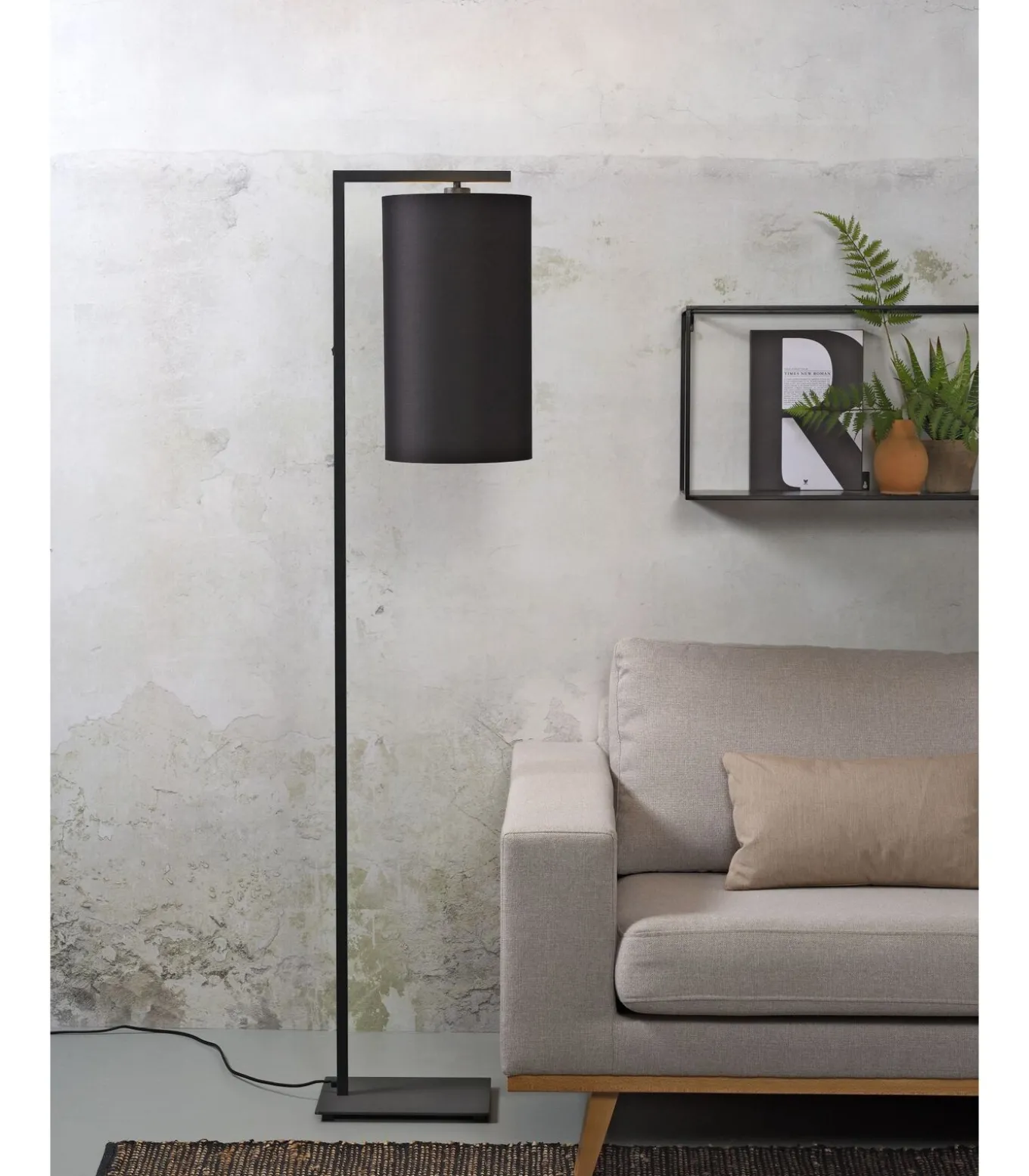 Vloerlamp Boston - Zwart/Zwart - 30x25x160cm