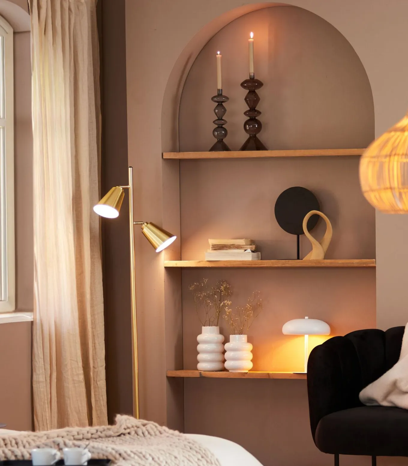 Vloerlamp Bremen - Goud - 45x25x162cm - 2L