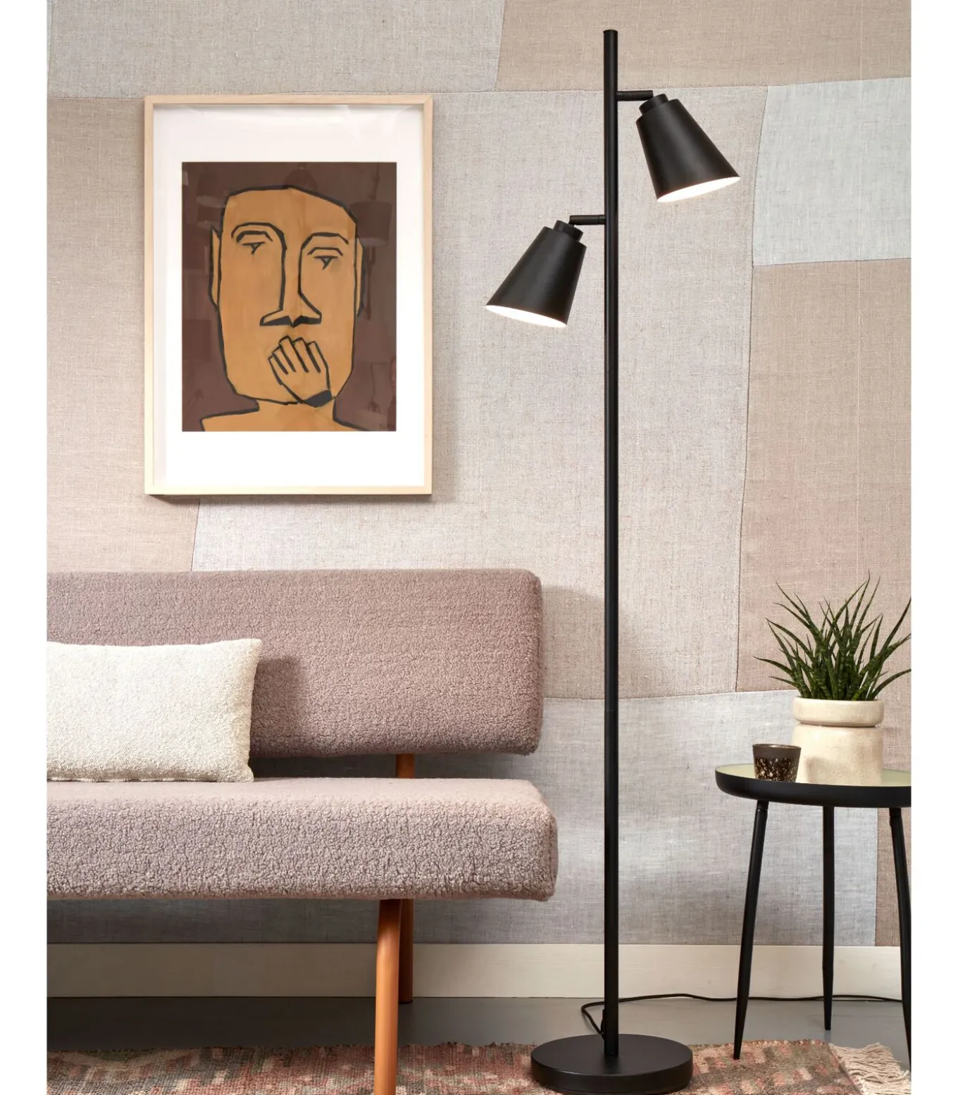 Vloerlamp Bremen - Zwart - 45x25x162cm - 2L