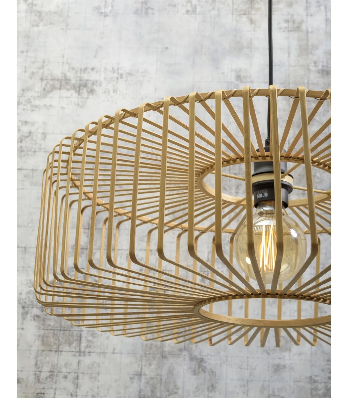 Vloerlamp Bromo - Bamboe Zwart/Naturel - 68x40x176cm