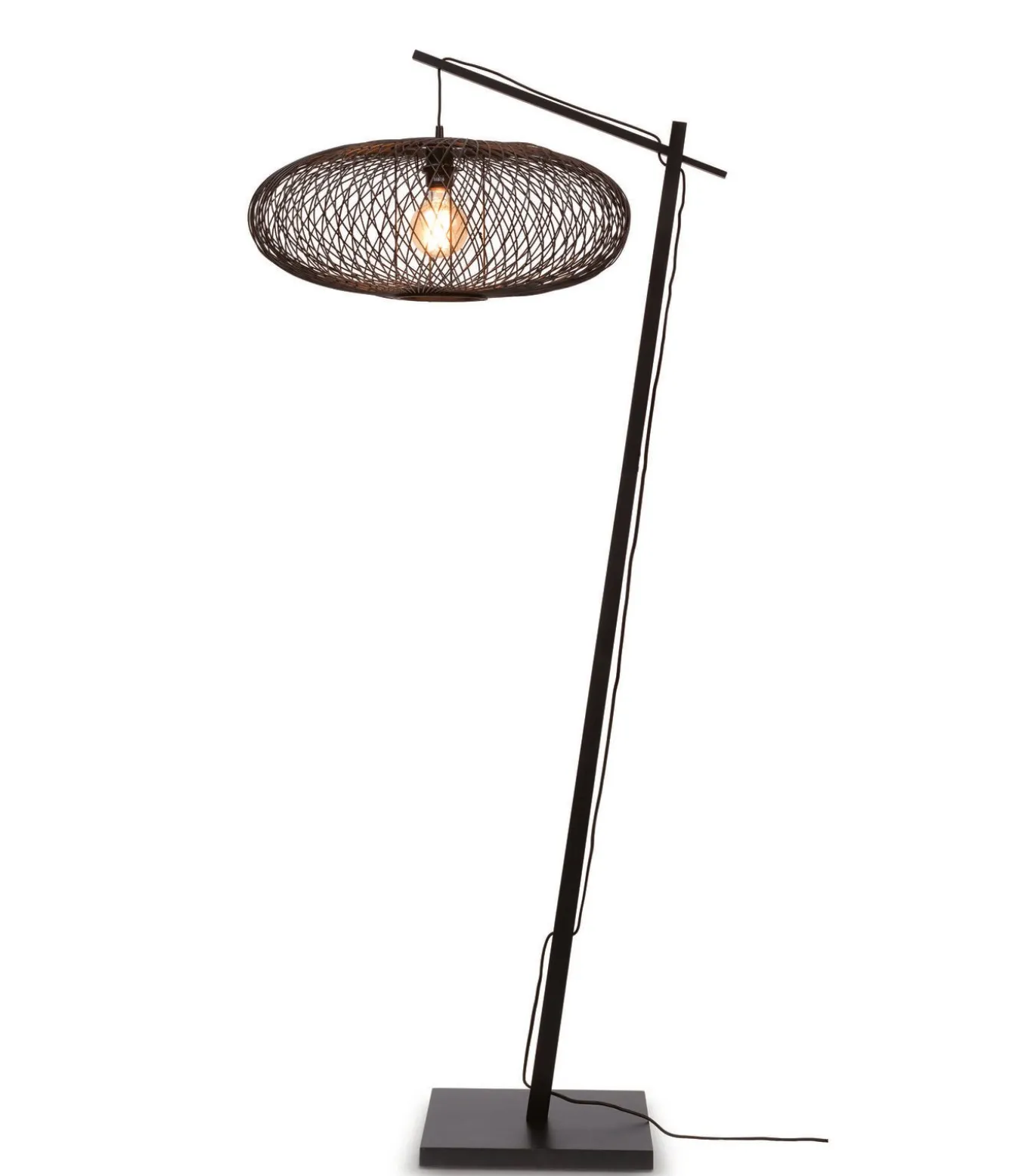 Vloerlamp Cango - Bamboe Zwart/Zwart - 80x60x176cm