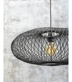 Vloerlamp Cango - Bamboe Zwart/Zwart - 80x60x176cm