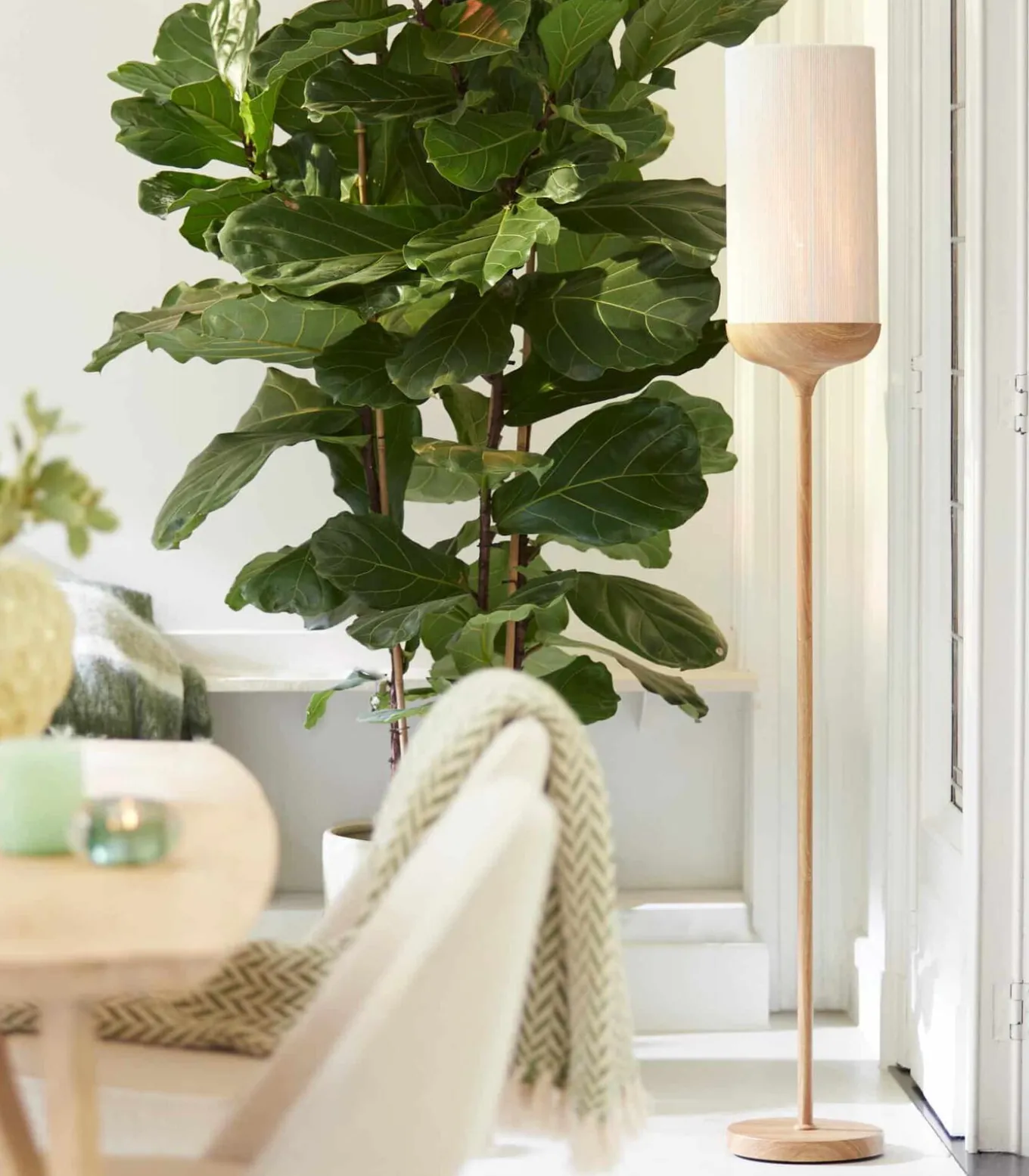 Vloerlamp Dania - Crème/Naturel - Ø23x159cm