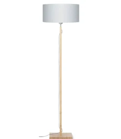 Vloerlamp Fuji - Lichtgrijs/Bamboe - Ø47cm