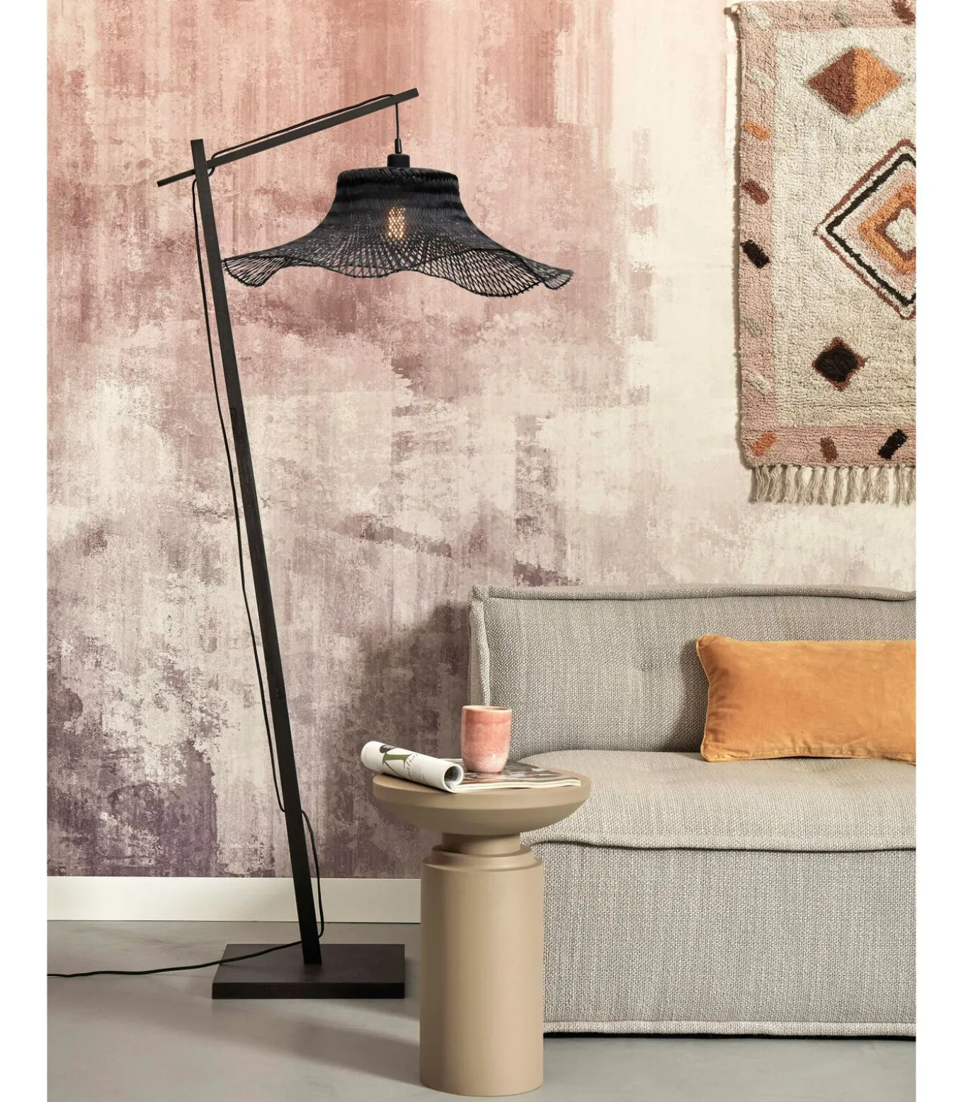 Vloerlamp Ibiza - Bamboe Zwart - 83x65x176cm