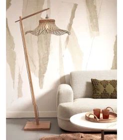 Vloerlamp Ibiza - Bamboe/Zwart - 83x65x176cm
