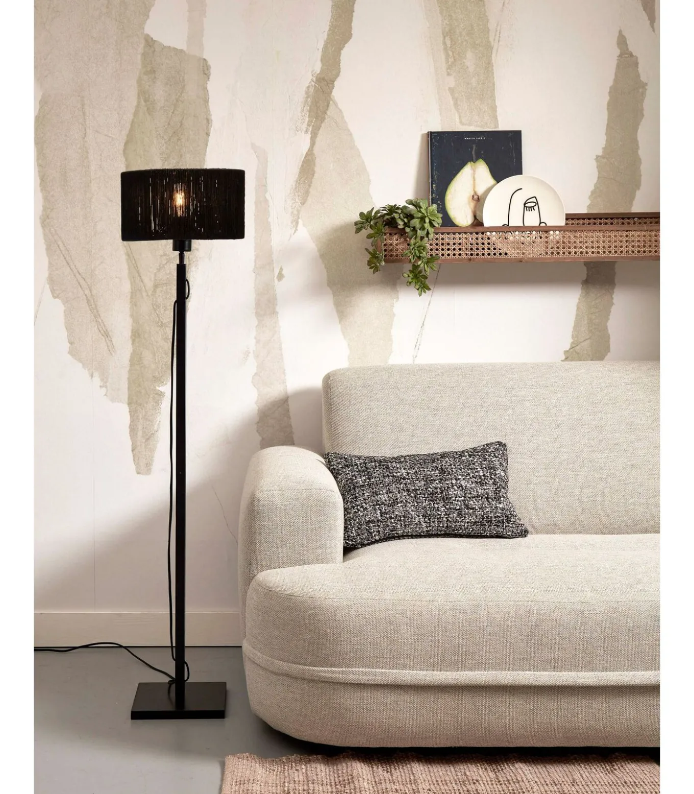 Vloerlamp Iguazu - Bamboe/Jute Zwart - Ø30x126cm