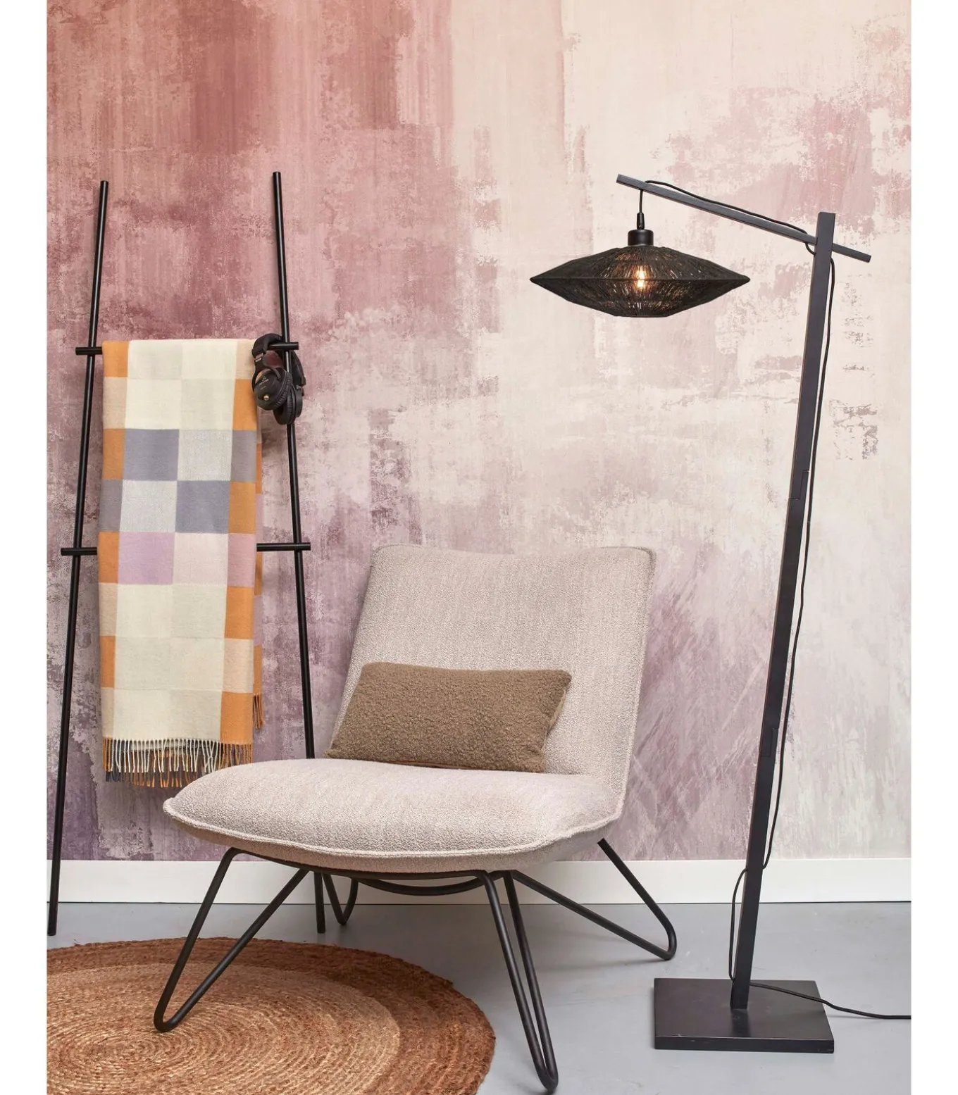Vloerlamp Iguazu - Bamboe/Jute Zwart - 62x40x150cm