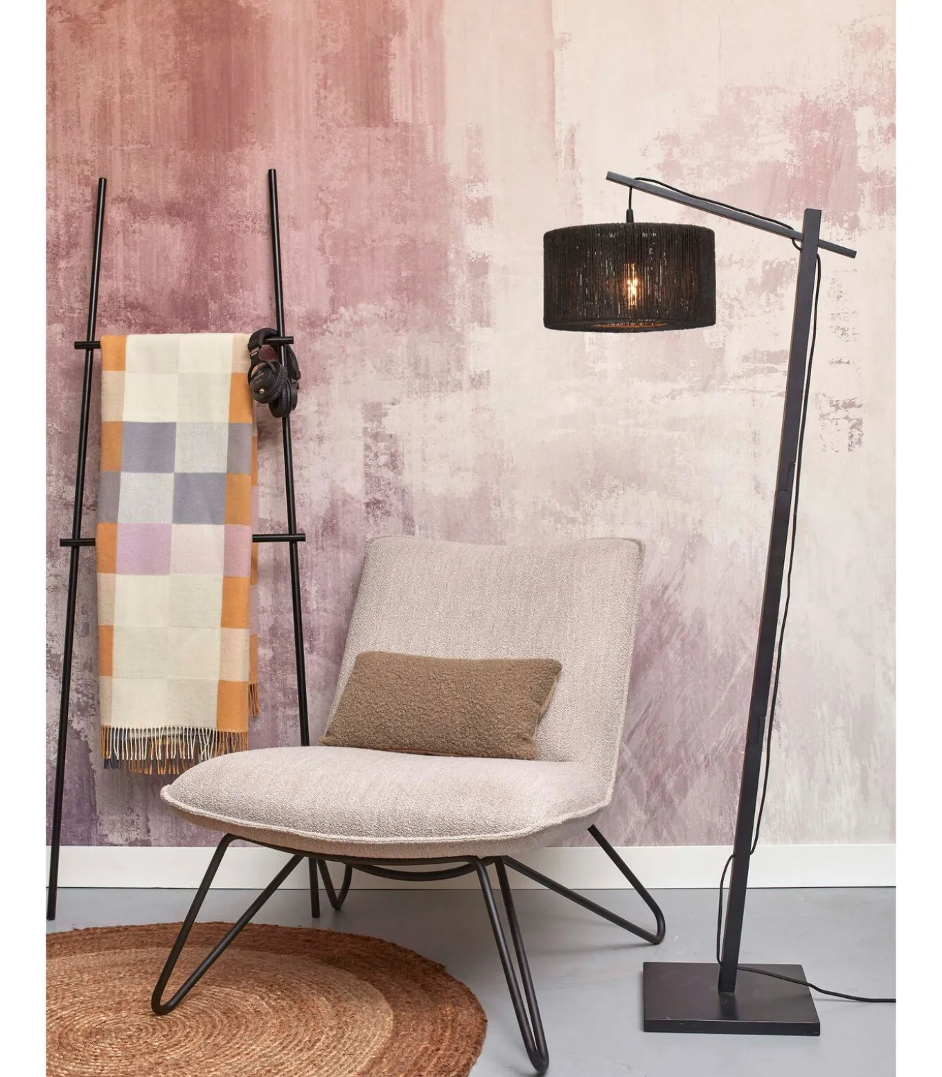 Vloerlamp Iguazu - Bamboe/Jute Zwart - 57x31x150cm