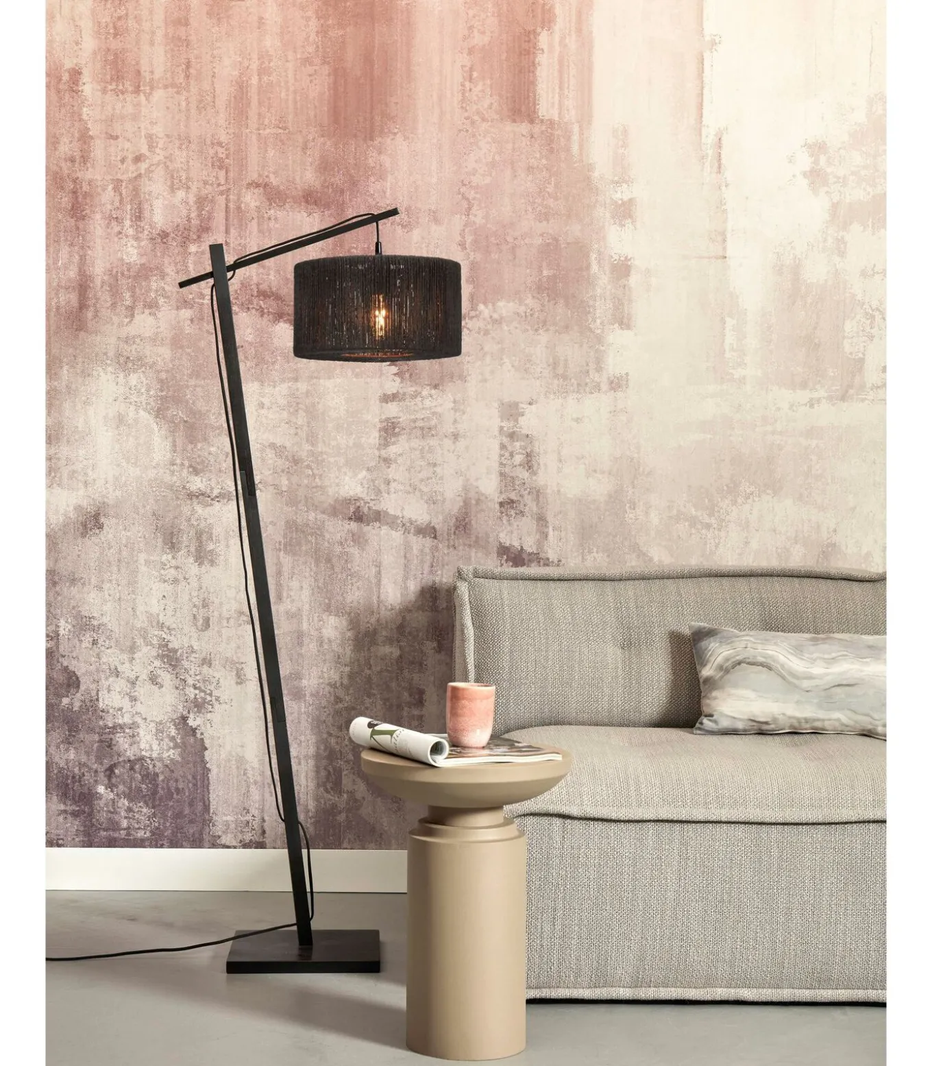 Vloerlamp Iguazu - Bamboe/Jute Zwart - 57x31x150cm