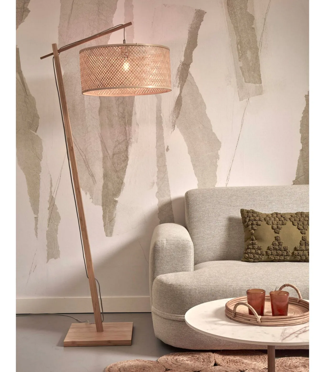 Vloerlamp Java - Bamboe - 75x50x176cm