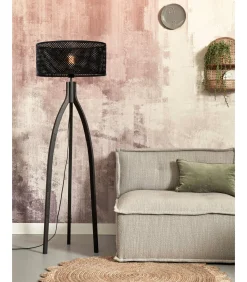 Vloerlamp Java - Bamboe Zwart - 50x50x145cm - Driepoot