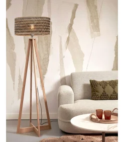 Vloerlamp Java - Bamboe/Zwart - 50x50x145cm