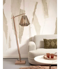 Vloerlamp Merapi - Bamboe/Zwart - 57x30x150cm