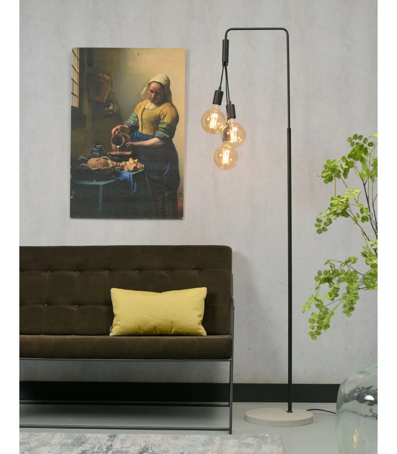 Vloerlamp Oslo - Zwart/Cement - 48x32x190cm - 3L