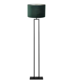 Vloerlamp Shiva/Velours - Zwart/Donkergroen - Ø40x170cm