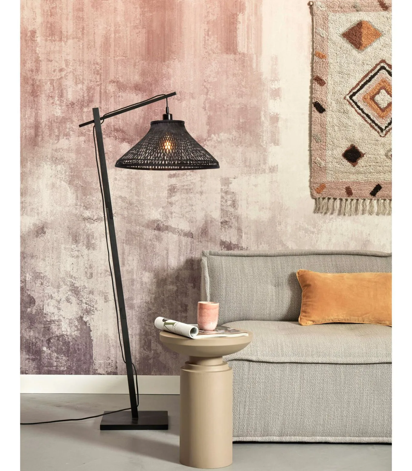 Vloerlamp Tahiti - Bamboe Zwart - 65x45x150cm