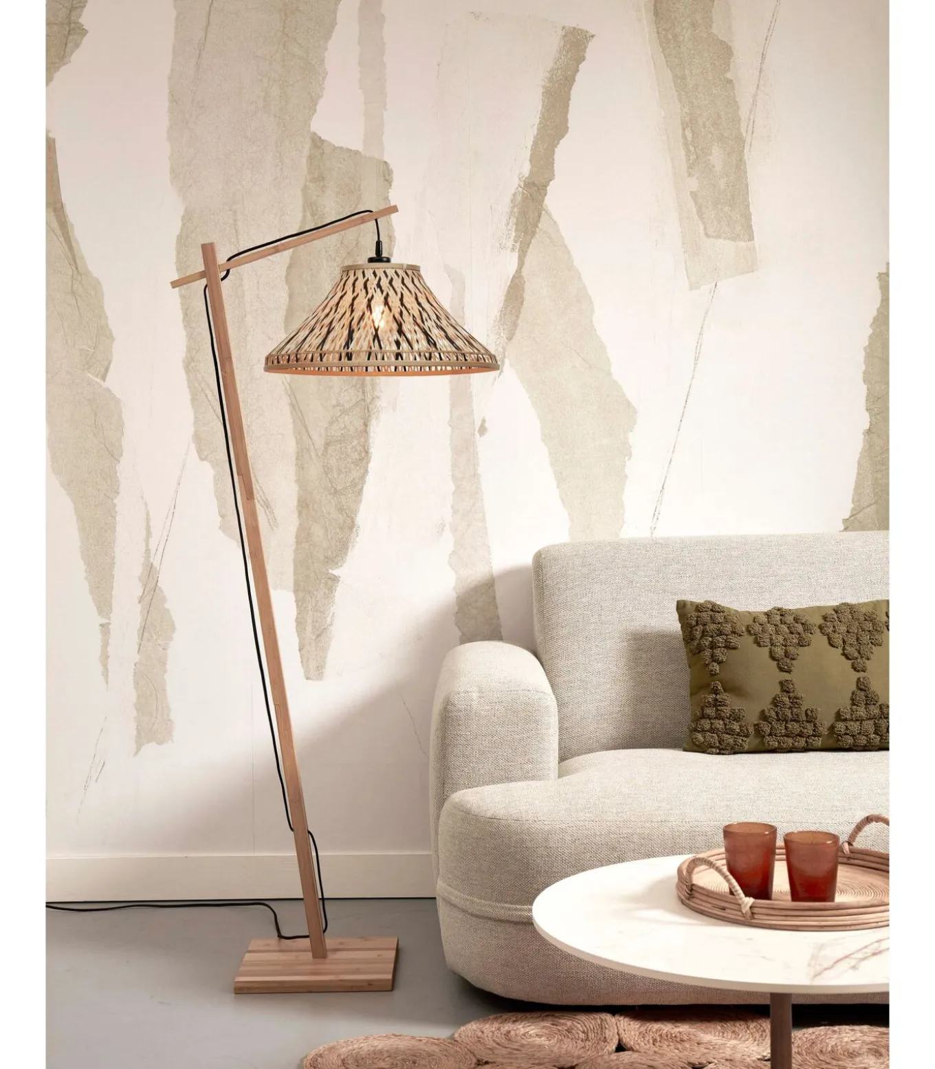 Vloerlamp Tahiti - Bamboe/Zwart - 65x45x150cm