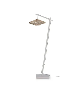 Vloerlamp Zanzibar - Bamboe/ Rotan Wit - 63x40x150cm