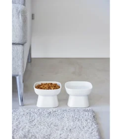 Voerbak Kat / Hond - Keramisch - Tower - Wit