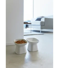 Voerbak Kat / Hond - Schuin - Keramisch - Tower - Wit