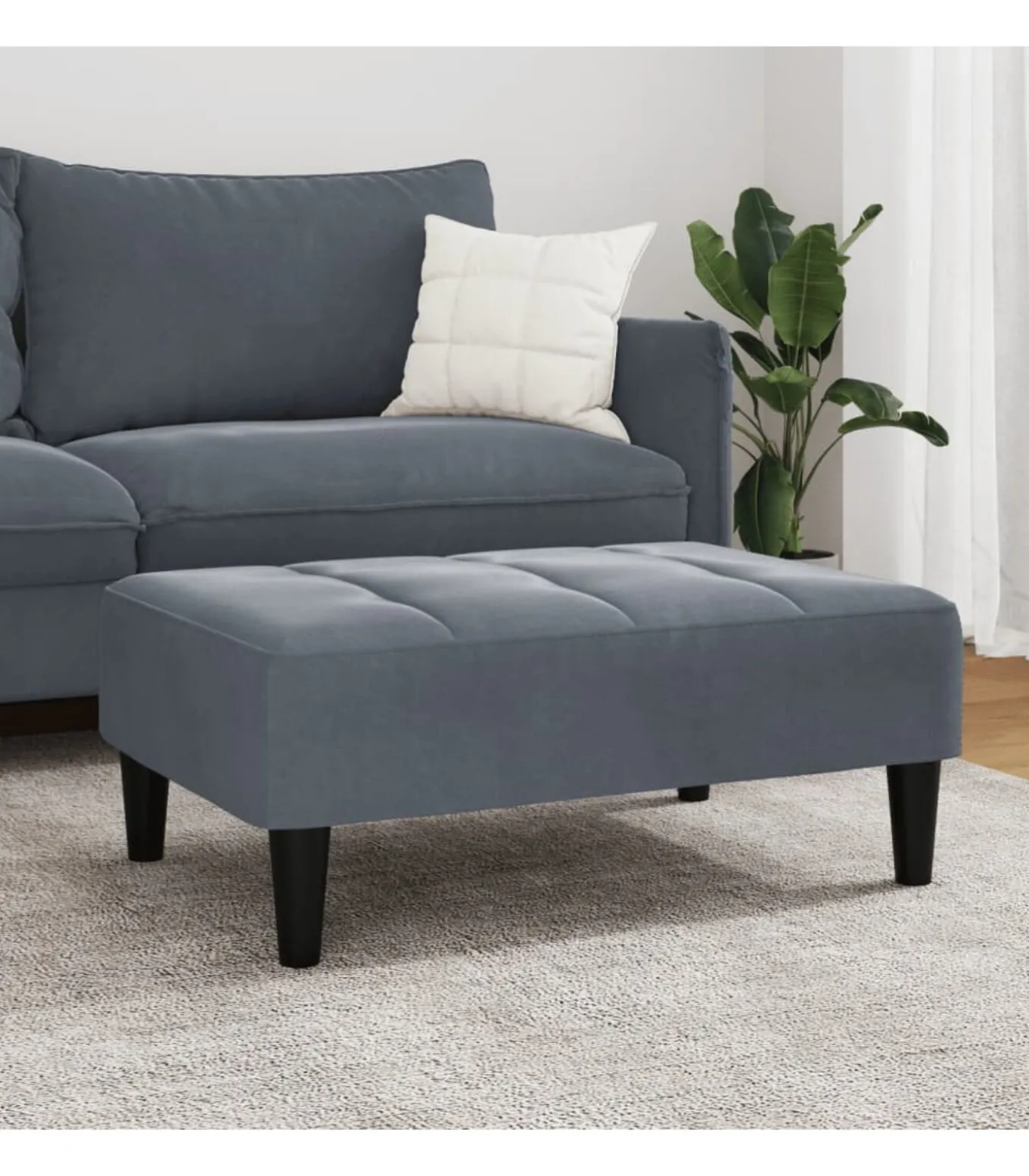 Voetenbank 77x55x31 cm fluweel donkergrijs