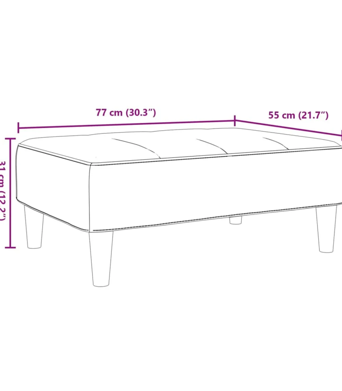 Voetenbank 77x55x31 cm fluweel donkergrijs