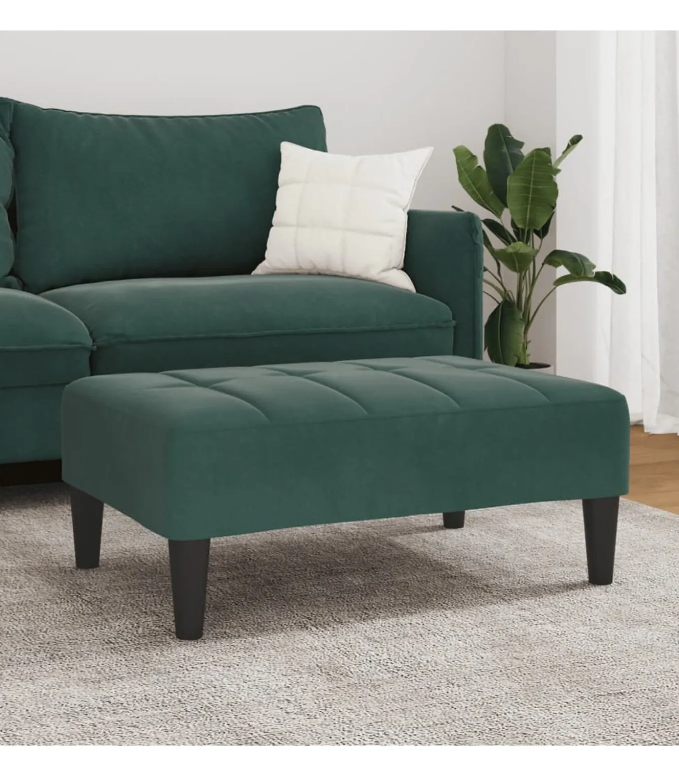 Voetenbank 77x55x31 cm fluweel donkergroen