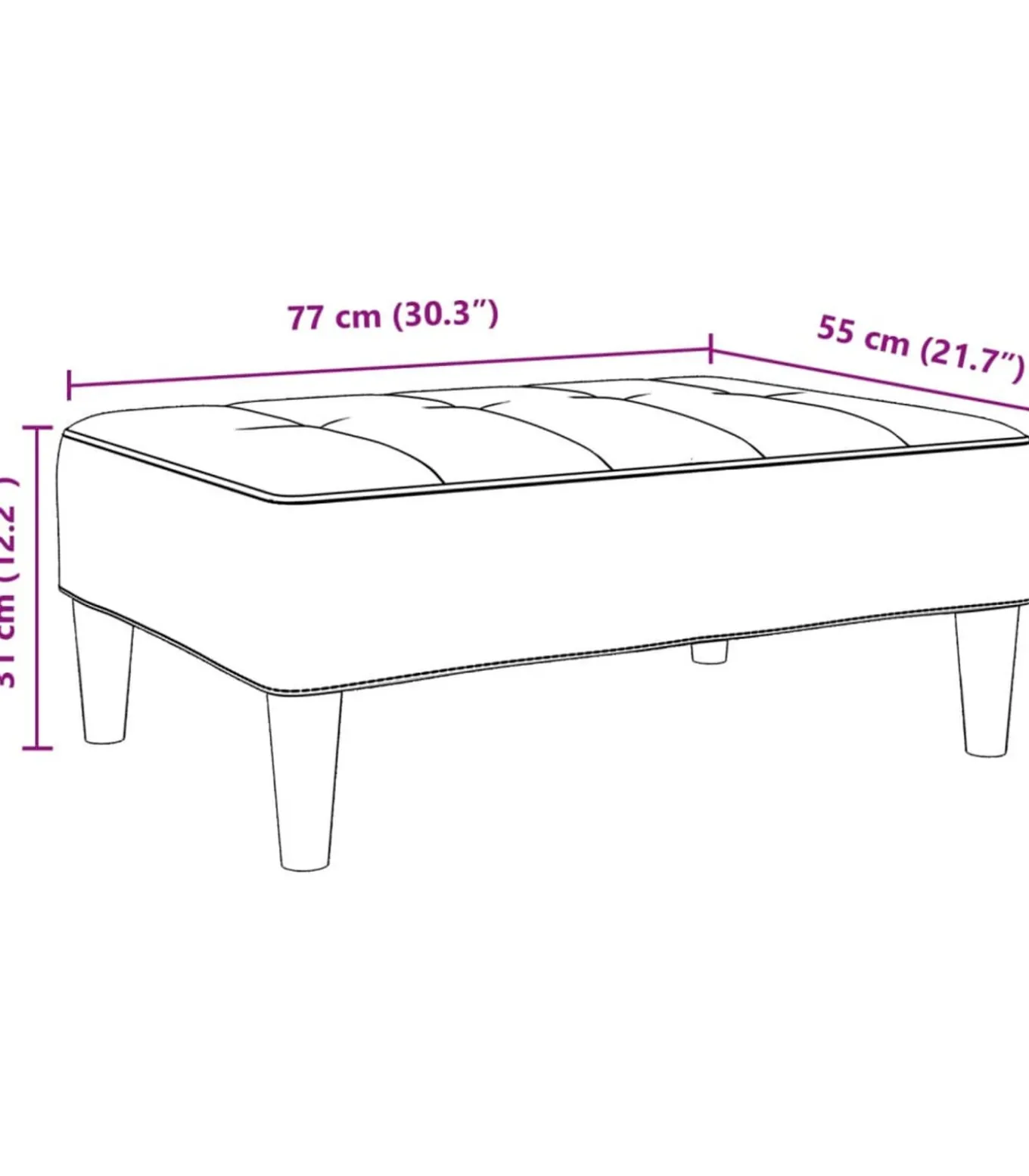 Voetenbank 77x55x31 cm fluweel donkergroen