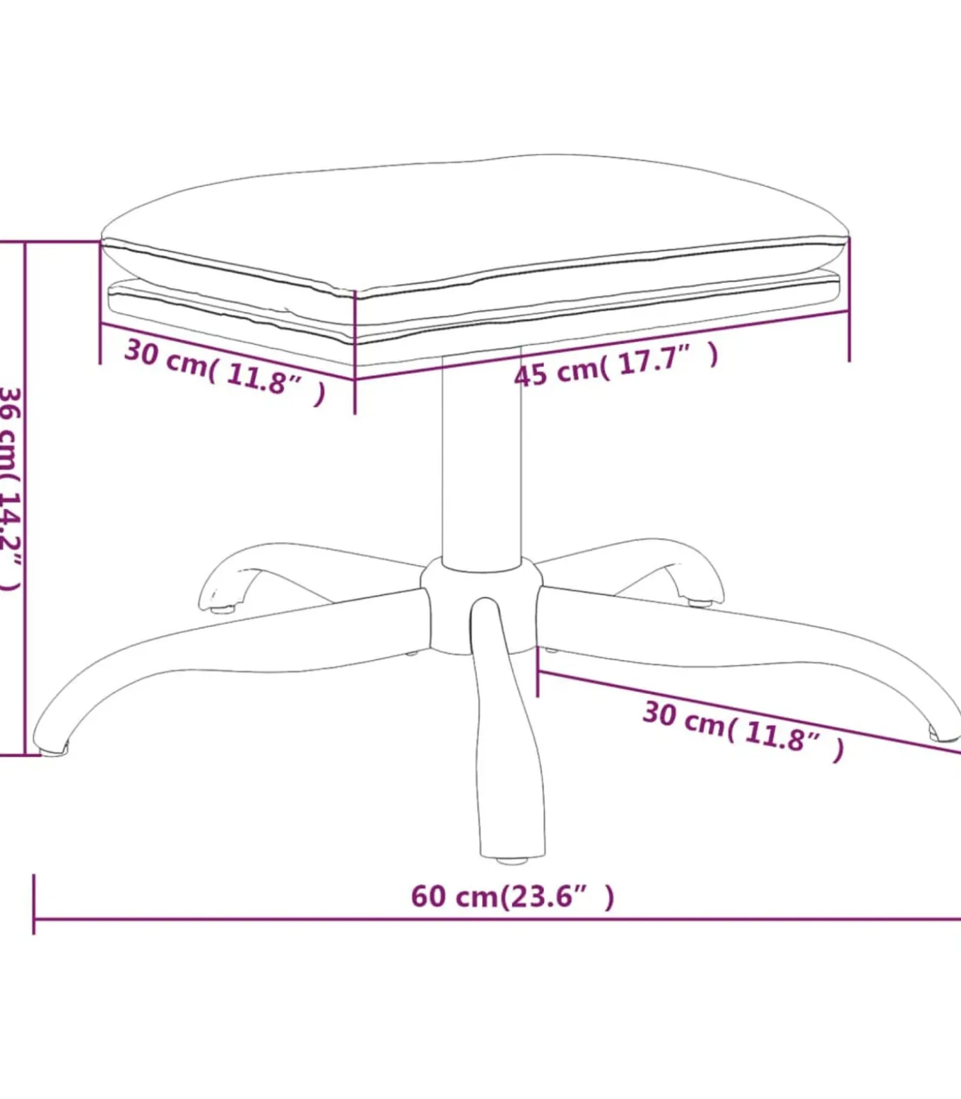 Voetenbank 60x60x36 cm fluweel mosterdgeel