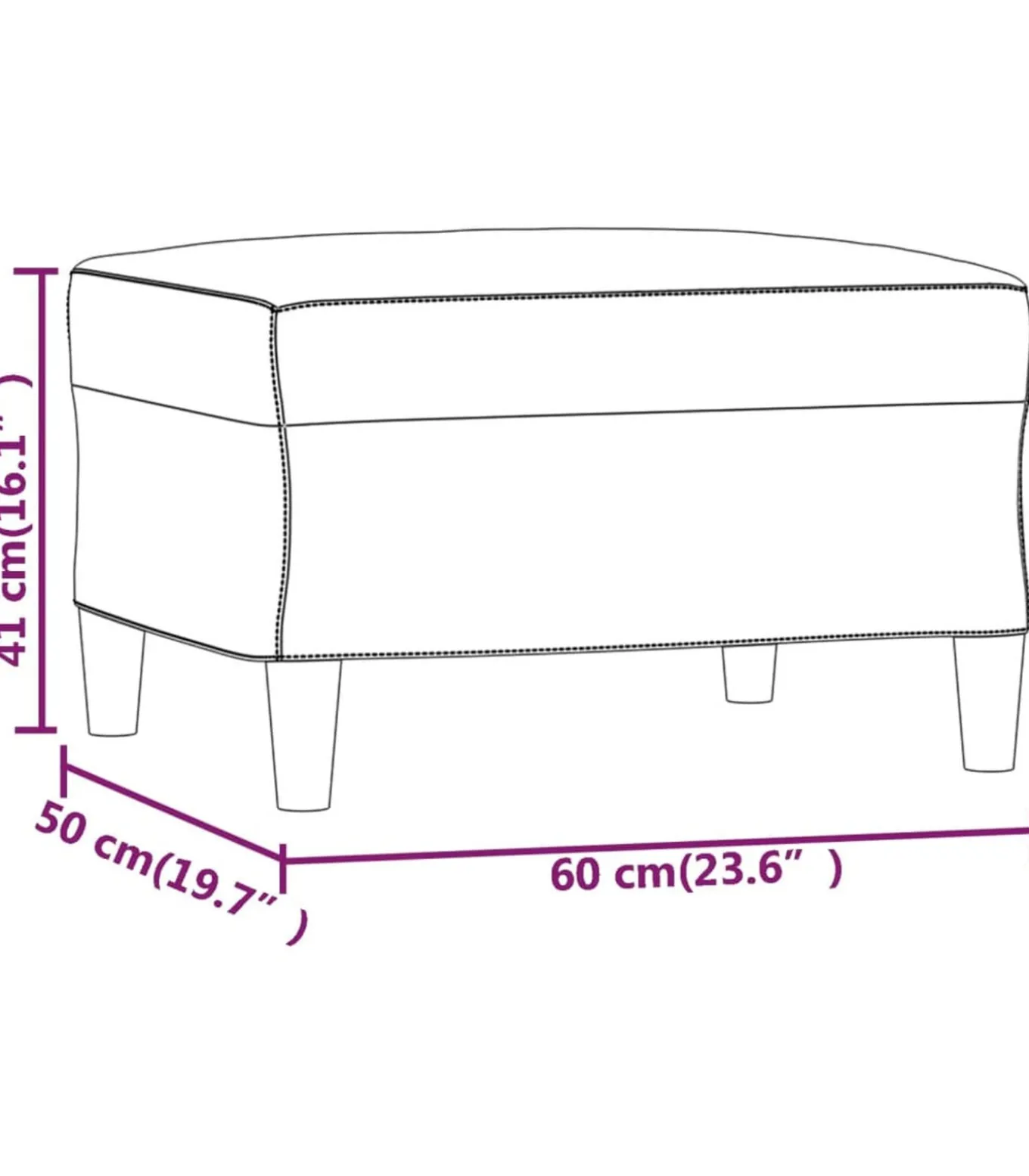 Voetenbank 60x50x41 cm fluweel bruin