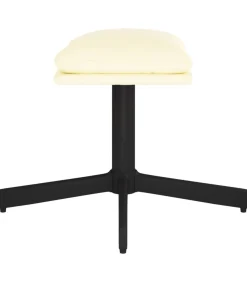 Voetenbank 60x60x36 cm kunstleer crèmekleurig