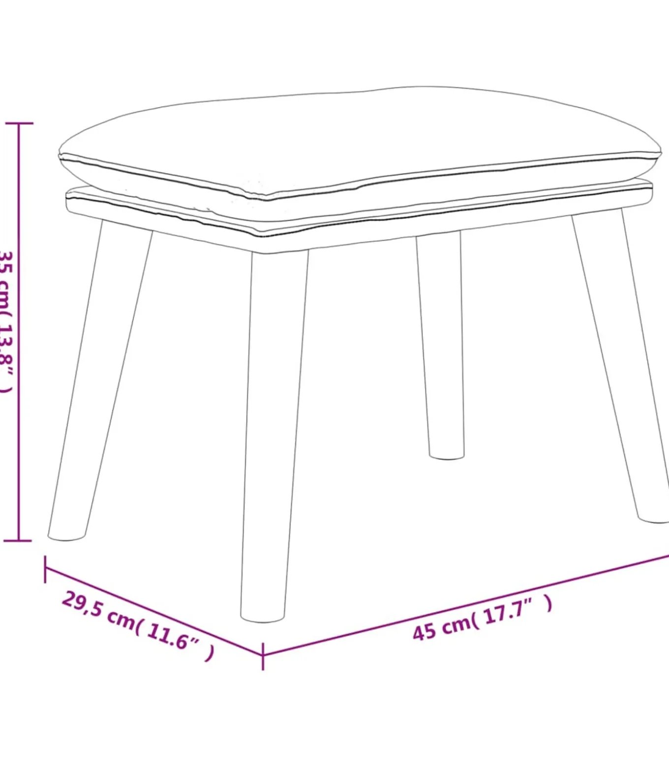 Voetenbank 45x29,5x35 cm stof en kunstleer blauw