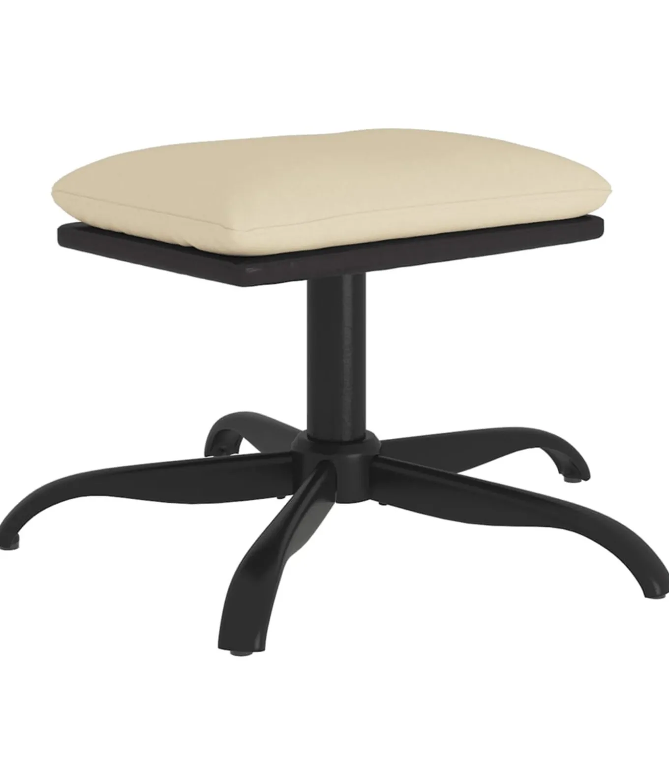 Voetenbank 60x60x36 cm stof en kunstleer crèmekleurig