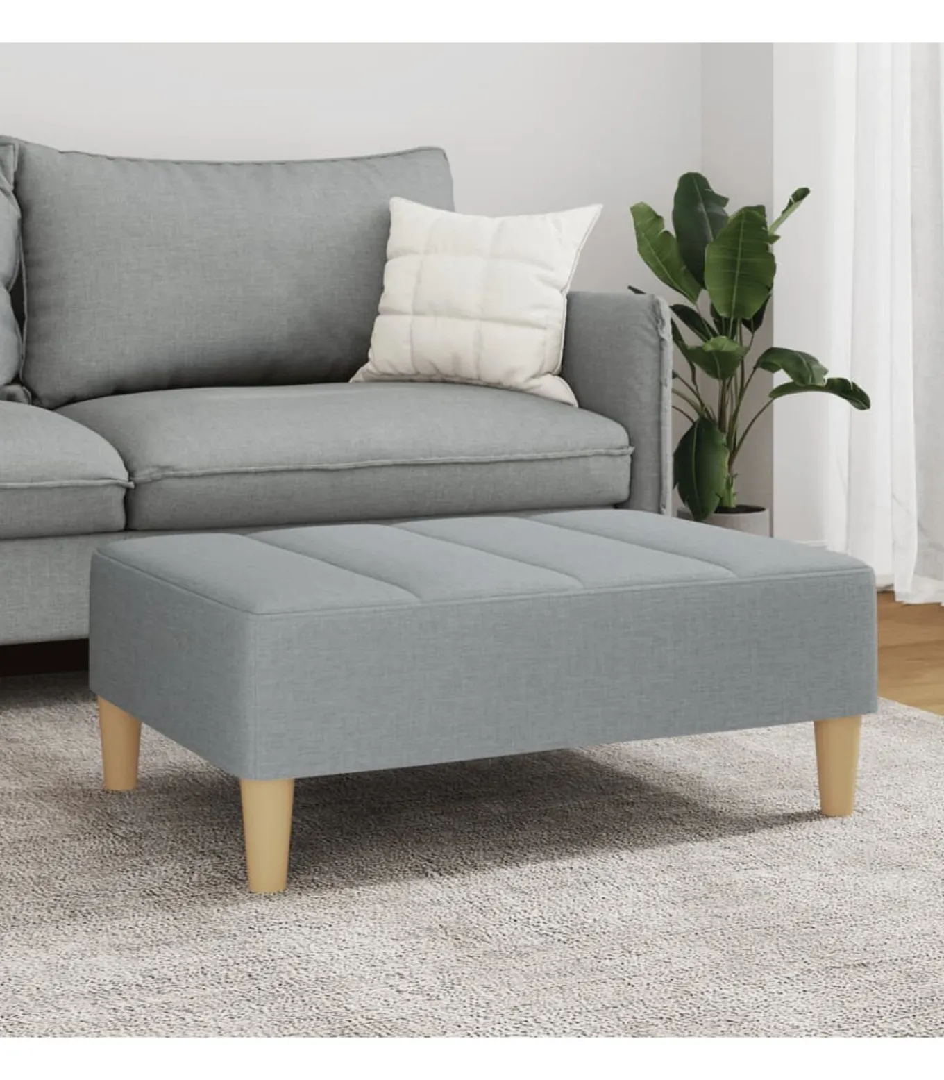 Voetenbank 77x55x31 cm stof lichtgrijs