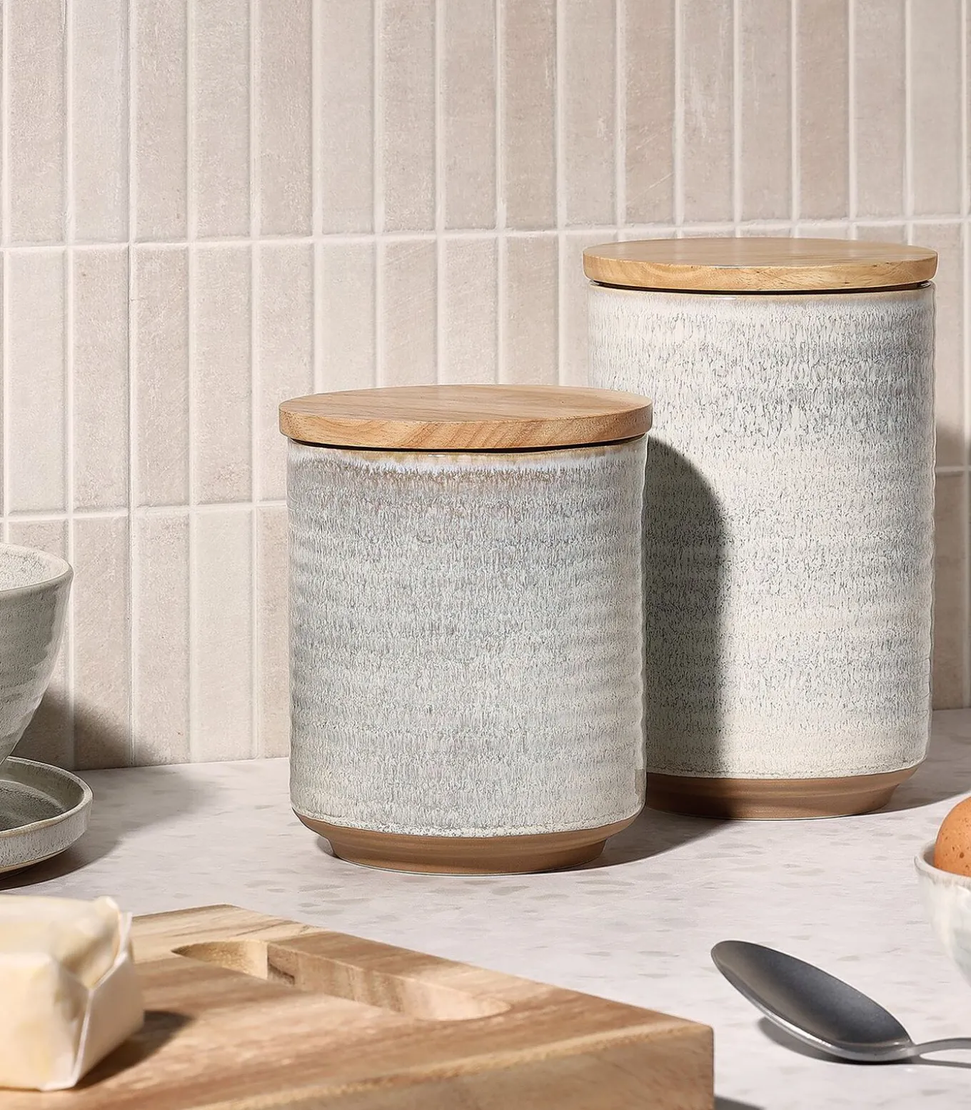 Voorraadpot 12,5xH15,5cm beige Cameo