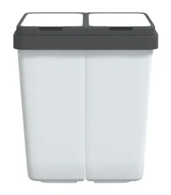 Vuilnisbak dubbel 2x25 L wit