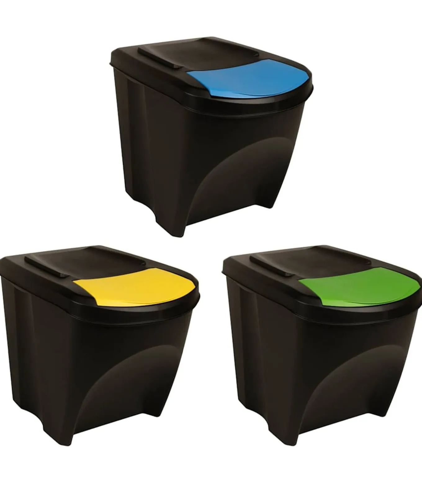 Vuilnisbakken 3 st stapelbaar 75 L antracietkleurig