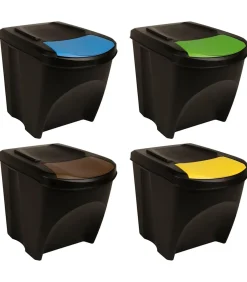Vuilnisbakken 4 st stapelbaar 100 L antracietkleurig