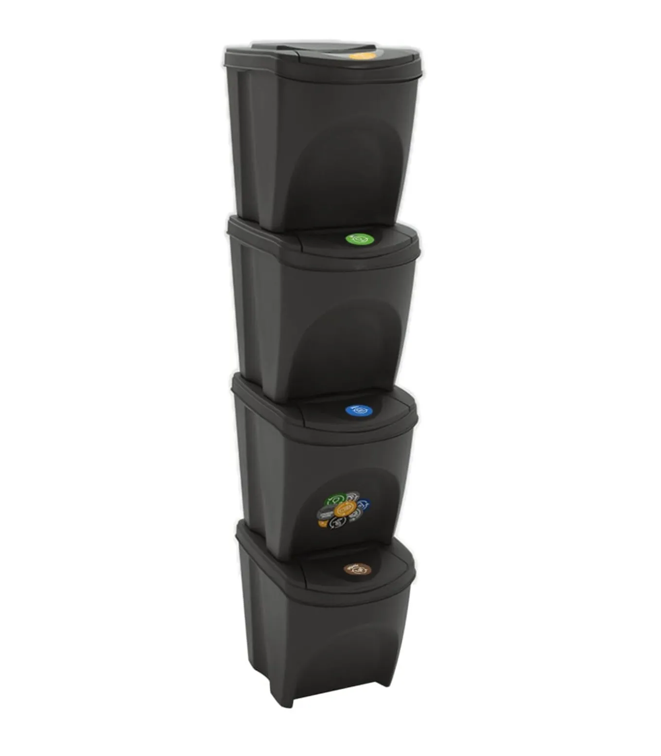 Vuilnisbakken 4 st stapelbaar 100 L polypropeen grijs