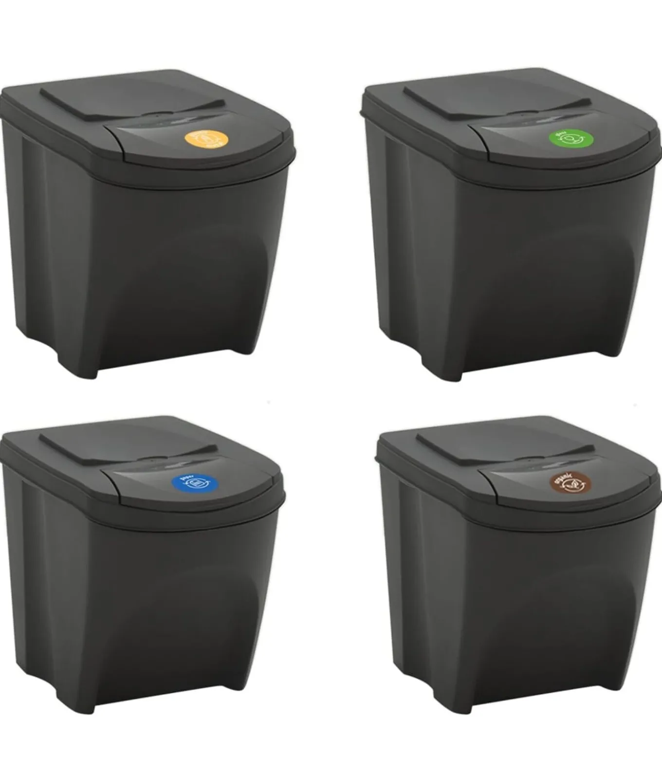 Vuilnisbakken 4 st stapelbaar 100 L polypropeen grijs